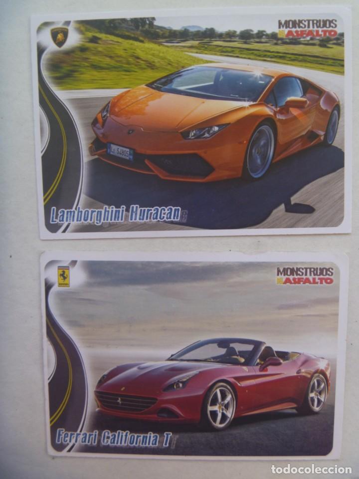 Trading cards: LOTE DE 2 TRADING CARDS COLECCION MONSTRUOS DEL ASFALTO : COCHES LAMBORGHINI Y FERRARI