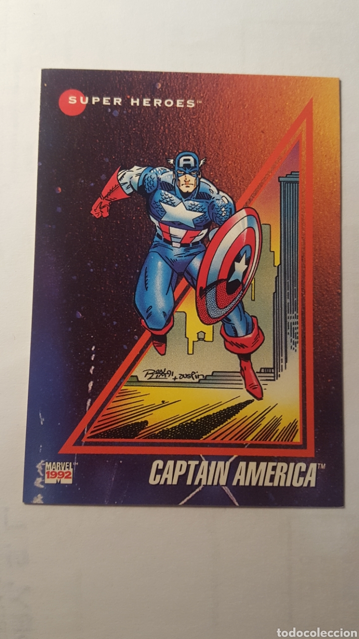 Trading Cards: Trading card - Marvel Universe- Captain America 37 - Prototype - Carta promocional de 1992 impel