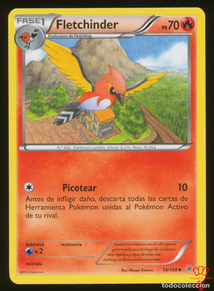 Trading Cards: #14/108. FLETCHINDER - XY Cielos Rugientes (Roaring Skies) - Pokemon Trading Card/Carta