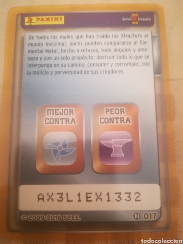 Trading cards: Invizimals. Elemental Metal.Titanio.Evolution Card.017. - Foto 2