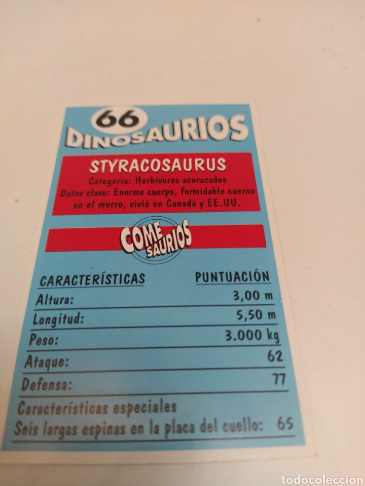 Trading cards: Cromo dinosaurios Come saurios Styracosaurus - Foto 2