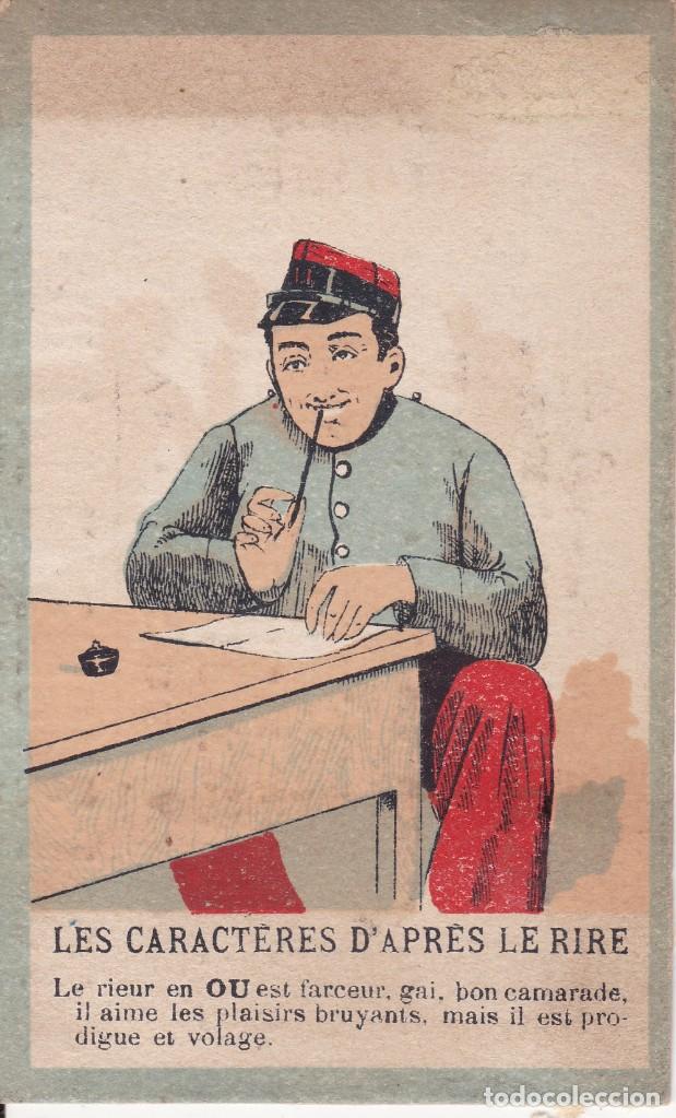 Trading cards: cromo les caracteres d'apres le rire finales siglo XIX Francia 7x10ctms.