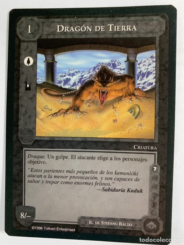 Trading cards: CARTA LIMITADA DRAGON DE TIERRA BORDE NEGRO-EL SE&Ntilde;OR DELOS ANILLOS