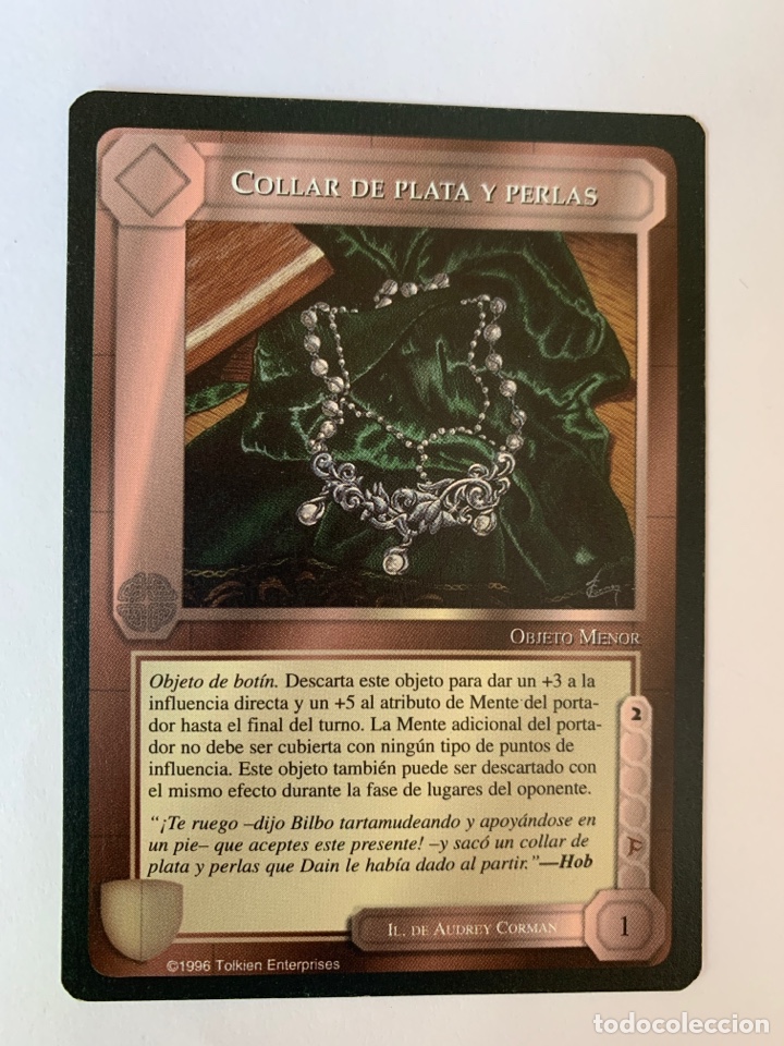 Trading cards: CARTA LIMITADA BORDE NEGRO COLLAR DE PLATA Y PERLAS -EL SENOR DE LOS ANILLOS