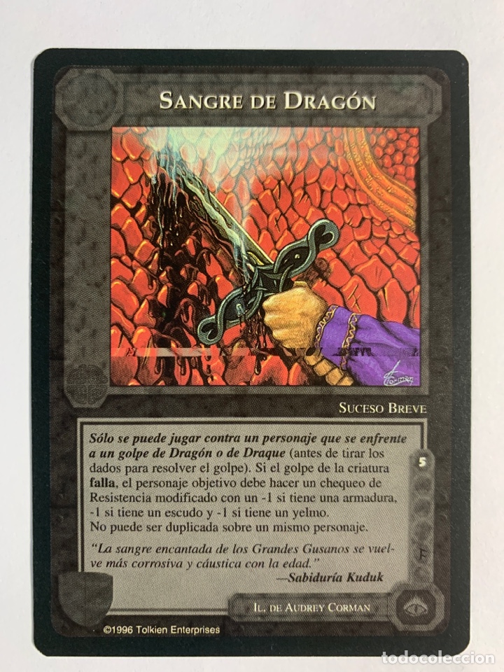 Trading cards: CARTA LIMITADA BORDE NEGRO SANGRE DE DRAGON - EL SE&Ntilde;OR DE LOS ANILLOS