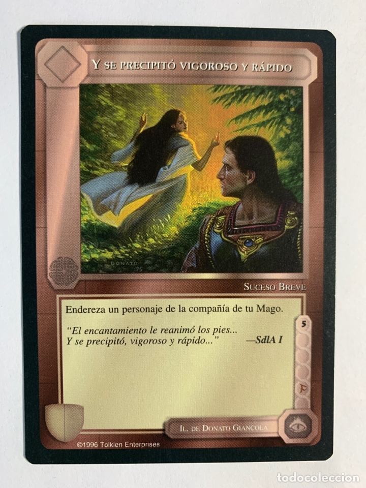 Trading cards: CARTA LIMITADA BORDE NEGRO Y SE PRECIPITO VIGOROSO Y RAPIDO- EL SE&Ntilde;OR DE LOS ANILLOS
