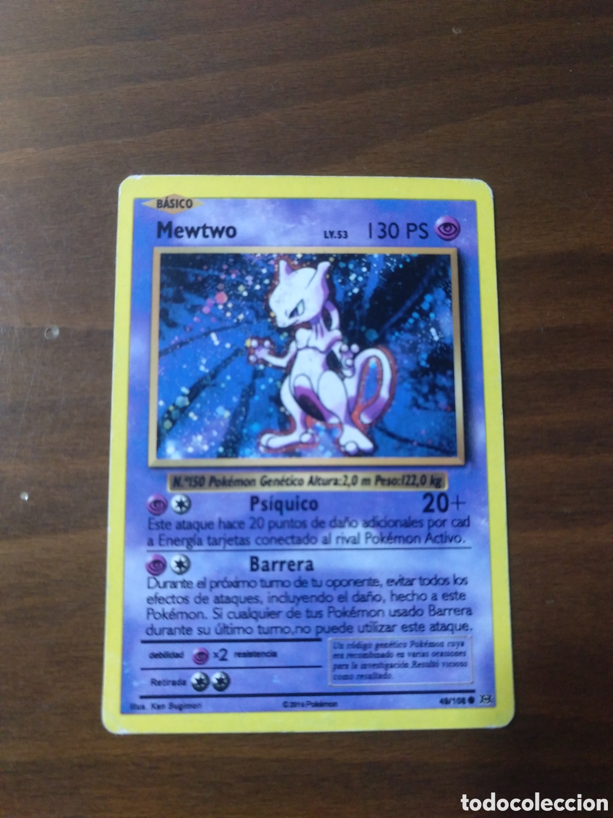 Carta Pokémon Mewtwo rara holográfica