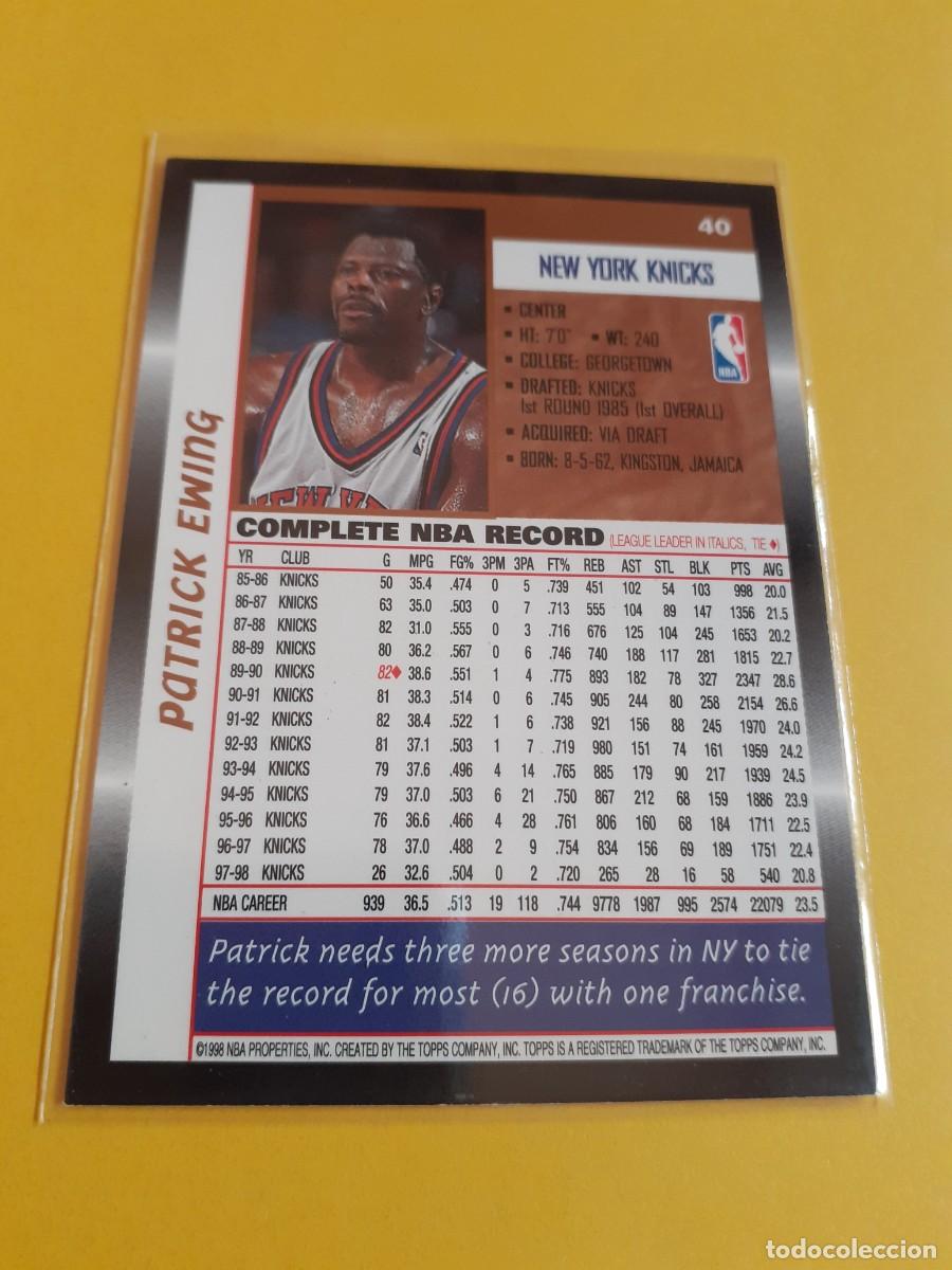 Trading cards: Card 40. Patrick Ewing. Topps 1998-1999. - Foto 2
