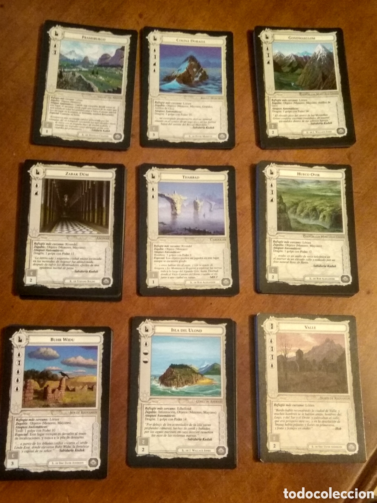 Trading cards: Meccg set completo LUGARES satm 9 cartas limitada los dragones diferentes tolkien castellano
