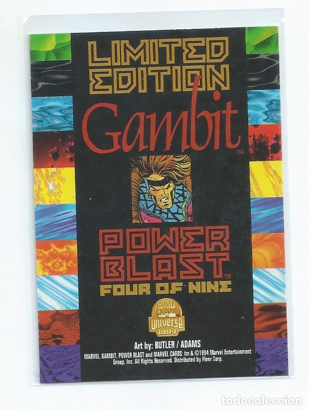 Trading cards: MARVEL UNIVERSE 1994 : SUBSET POWERBLAST N&ordm; 4 (DE 9) : GAMBITO - Foto 2