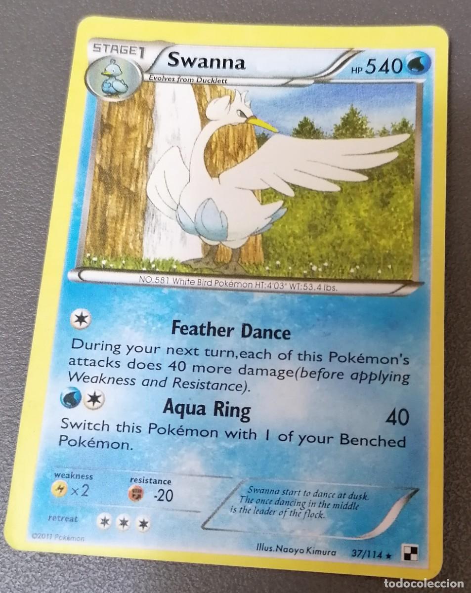 Trading Cards: CARTA POKEMON SWANNA 37/114 - INGL&Eacute;S - COLECCION NEGRO Y BLANCO - TRADING CARDS
