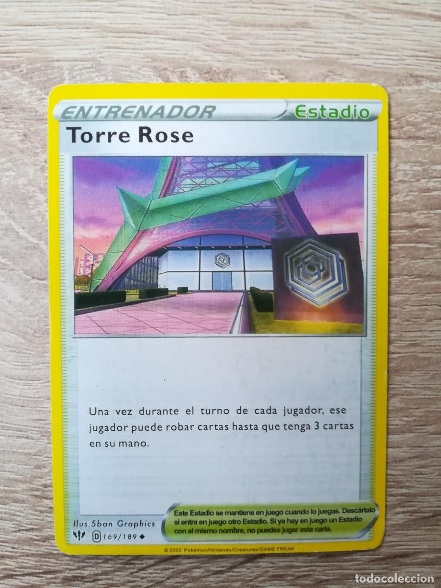 Trading Cards: TORRE ROSE N&ordm; 169/189 -CARTA POK&Eacute;MON- ESPADA Y ESCUDO (TCG) OSCURIDAD I.- ENTRENADOR - A&Ntilde;O 2020.