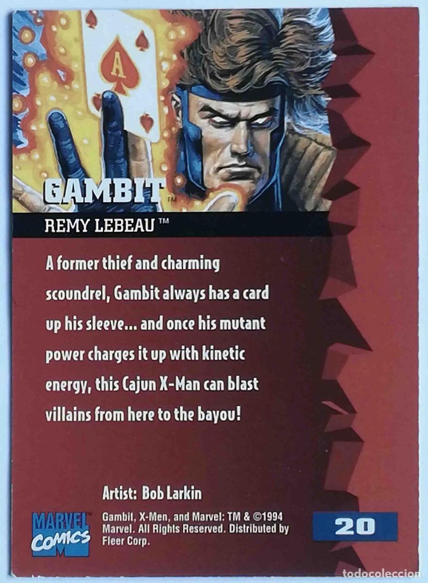 Trading cards: 95 Fleer Ultra N&ordm; 20 Gambit. Bob Larkin. Marvel C&oacute;mics 1994. - Foto 2
