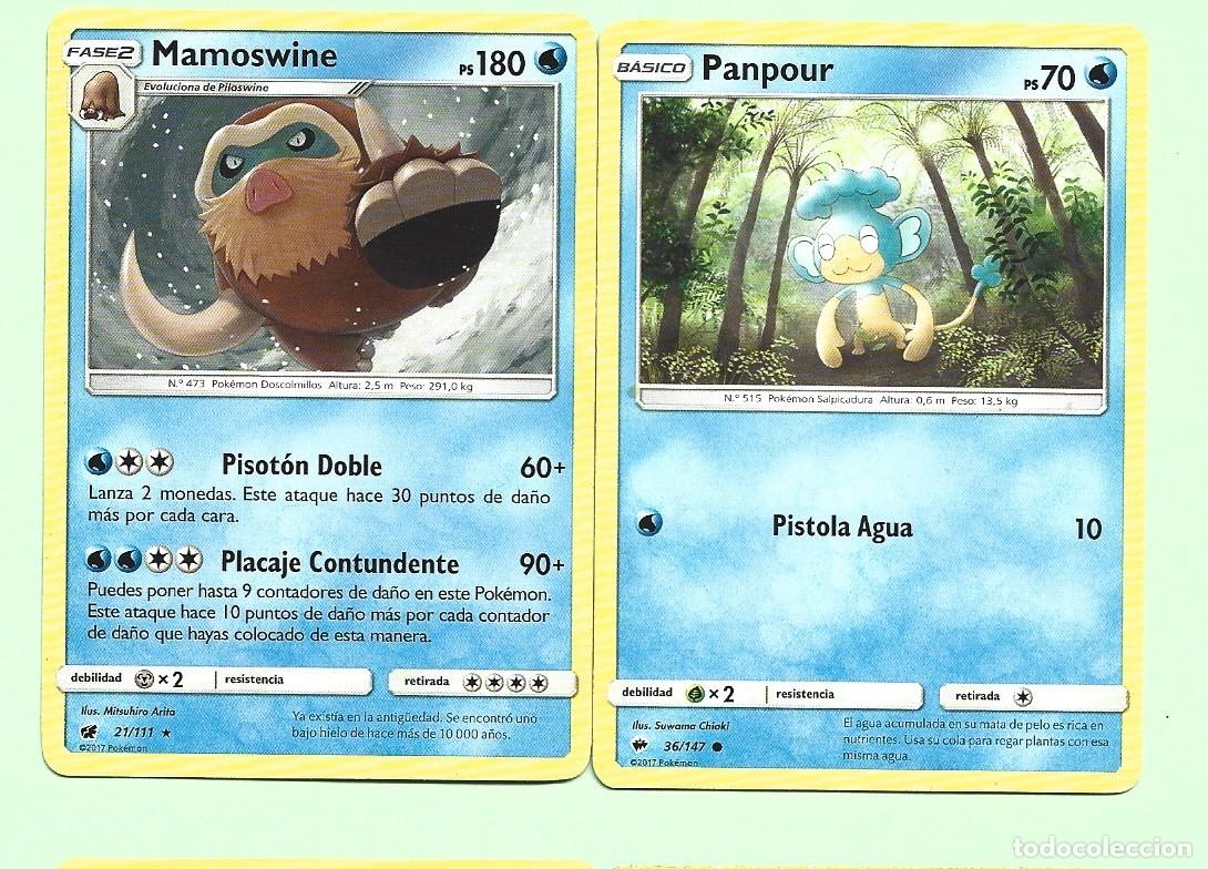 Trading cards: CROMOS DE POK&Eacute;MON DE PANPOUR Y MARMOSWINE 36 / / 147 / 21 / 111 DEL A&Ntilde;O 2017