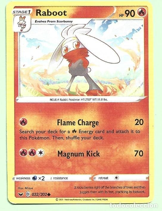 Trading cards: CROMOS DE POK&Eacute;MON RABOOT - HP 90- 032 / 202 DEL A&Ntilde;O 2020