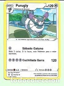 Trading cards: CROMOS DE POK&Eacute;MON PURUGLY DEL N&ordm; 120 116 / 163 DEL A&Ntilde;O 2021