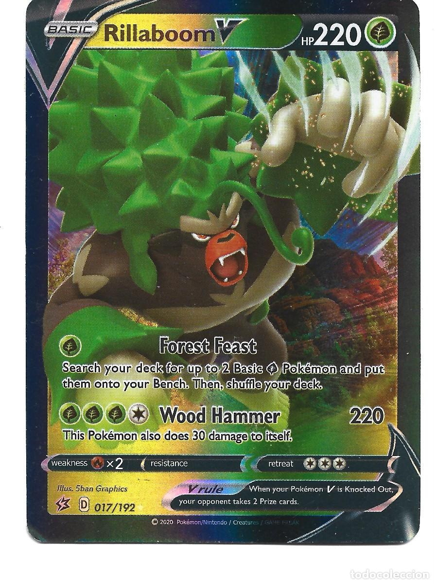 Trading cards: CROMOS DE POK&Eacute;MON BASIC RILLABOOM V HP 220 DEL A&Ntilde;O 2020 - Foto 1