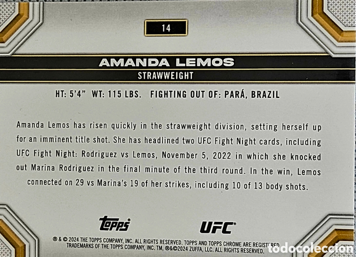 Trading cards: Topps Chrome - UFC 2024 - Amanda Lemos - Foto 2