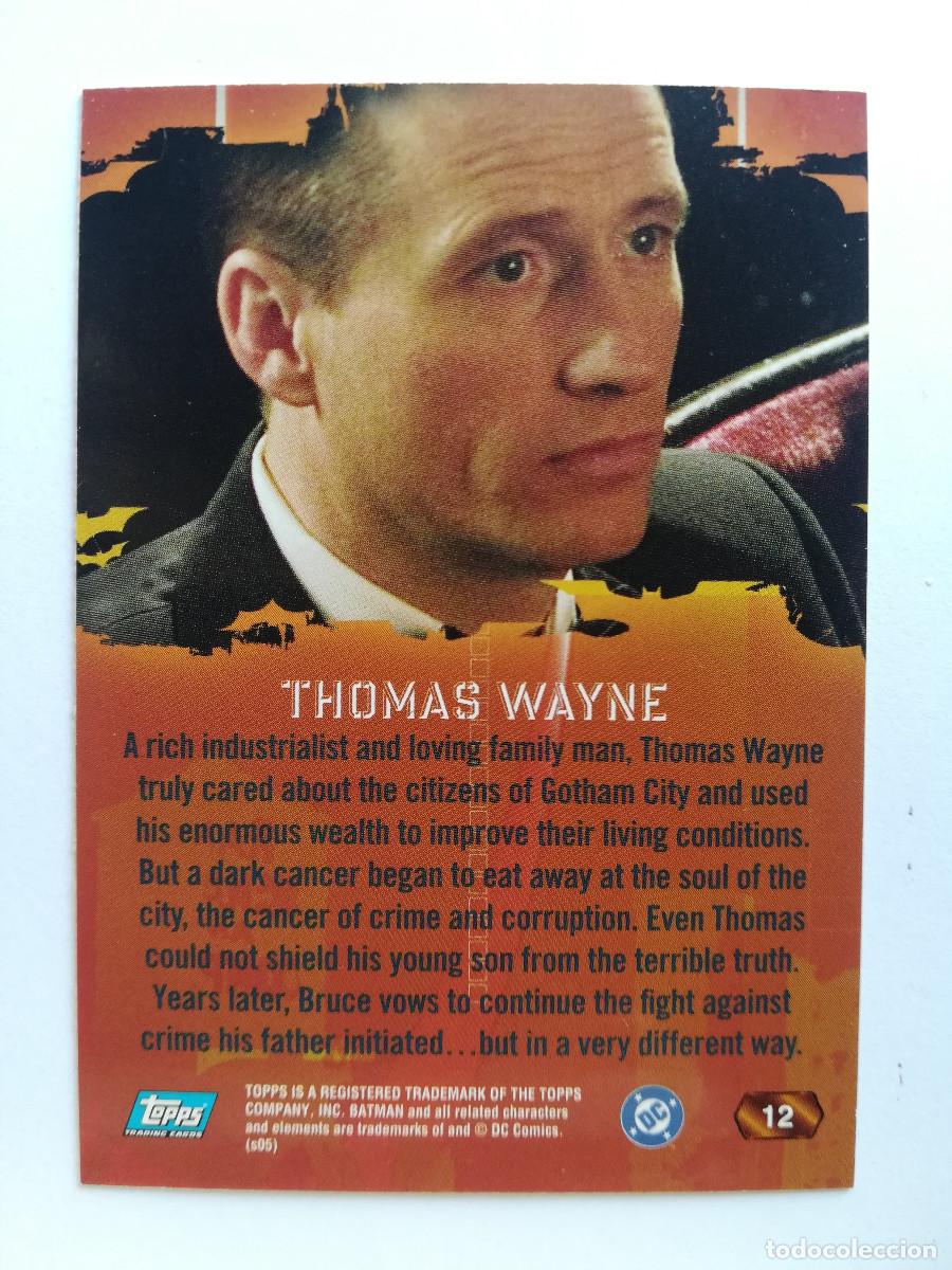 Trading cards: Batman Begins Topps N&ordm; 12. Thomas Wayne. - Foto 2