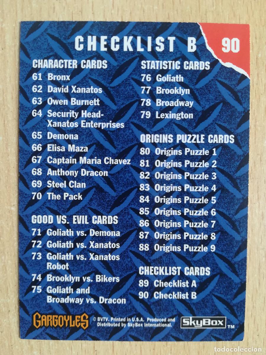 Trading cards: Gargoyles N&ordm; 90. Checklist B. Skybox. - Foto 2