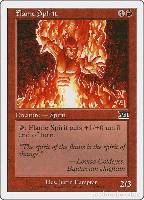 Trading Cards: Carta MTG-Flame Spirit-Sesta Edizione-N.179-EN-Played- - Magic the Gathering