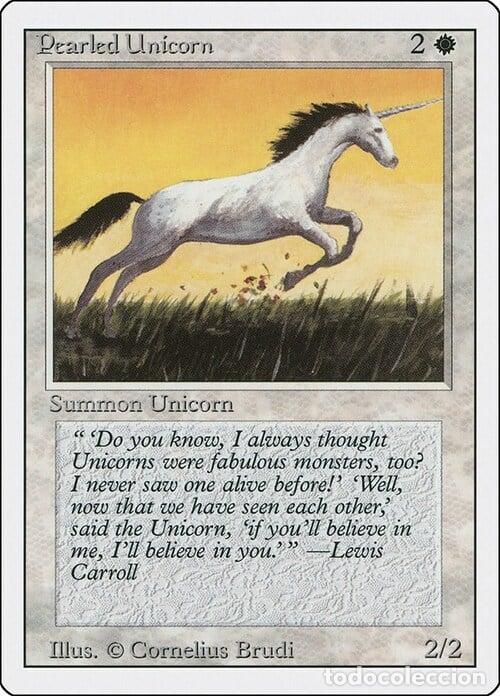 Trading Cards: Carta MTG-Pearled Unicorn-Revised-N.037-EN-EX- - Magic the Gathering