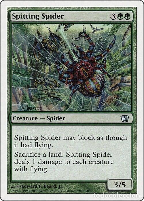 Trading Cards: Carta MTG-Spitting Spider-Ottava Edizione-N.255-EN-EX- - Magic the Gathering