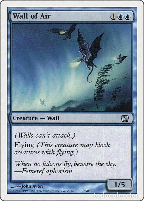 Trading Cards: Carta MTG-Wall of Air-Ottava Edizione-N.087-EN-LP- - Magic the Gathering