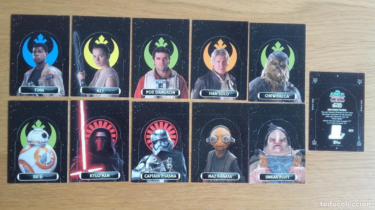 Trading cards: topps STAR WARS FORCE ATTAX Extra the force awakens 10 card stand up card complete
