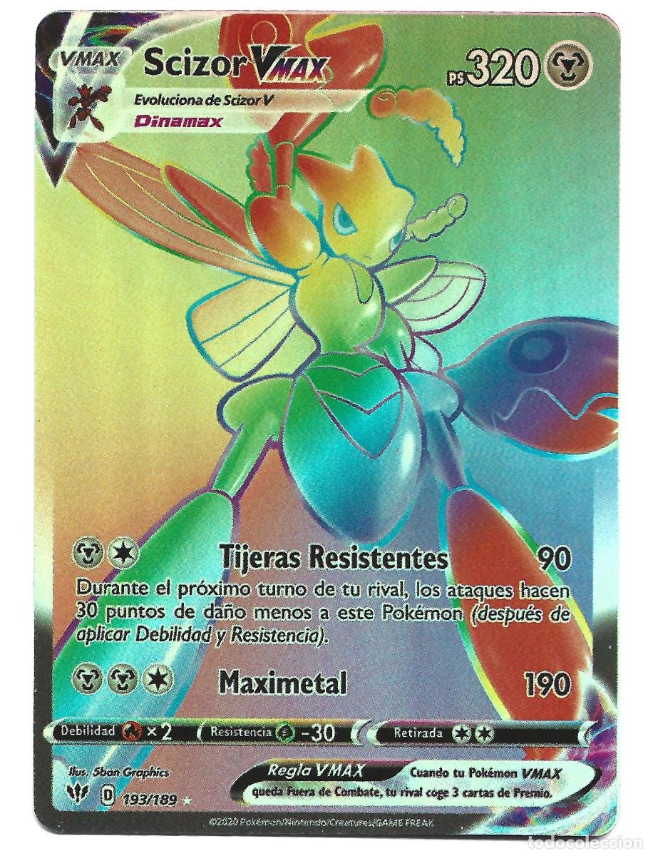 Trading cards: CROMO DE POK&Eacute;MON DE VMAX SCIZOR VMAX PS 320 A&Ntilde;O 2020 - Foto 1