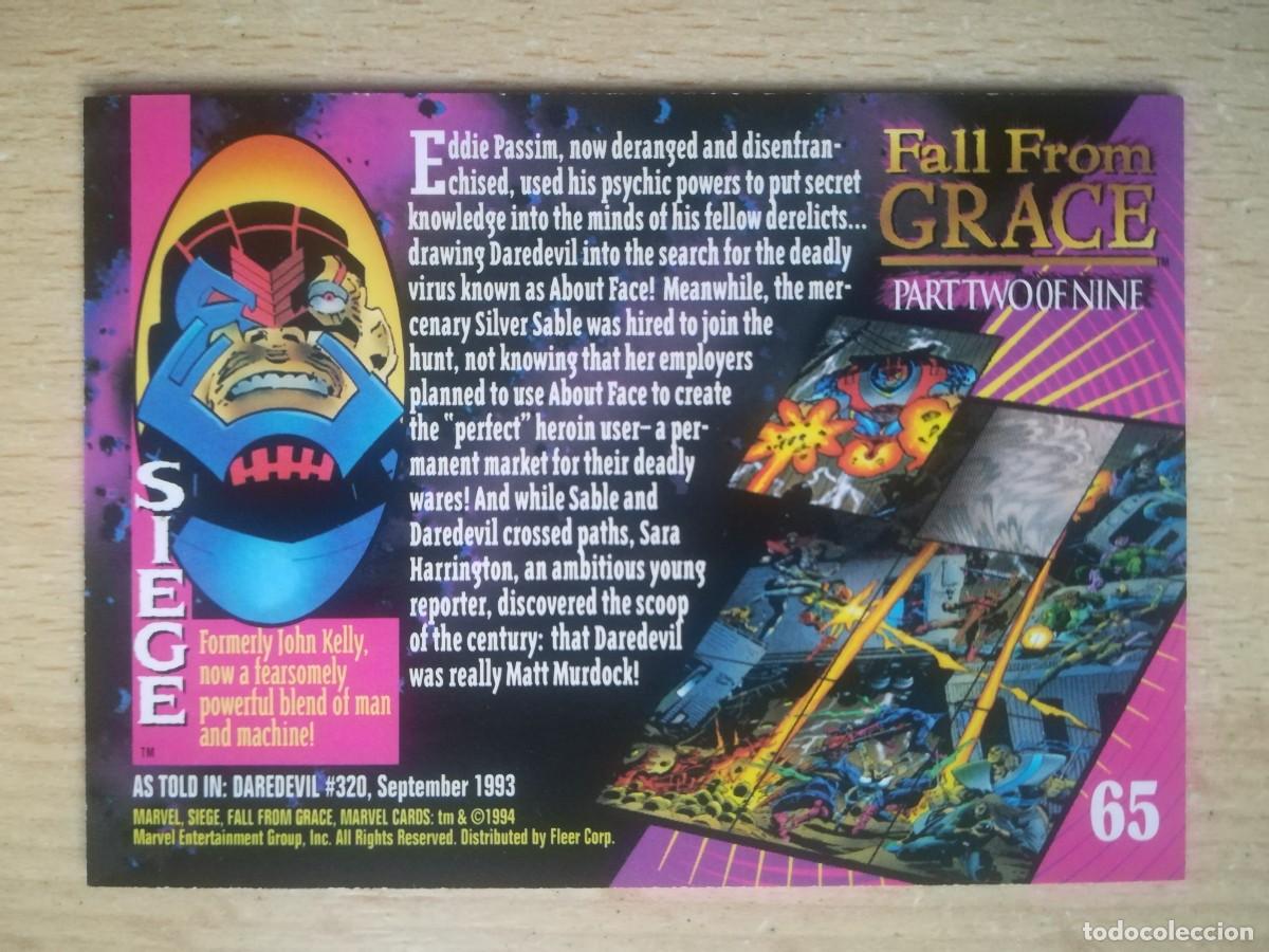 Trading cards: Marvel Universe 1994 N&ordm; 65. Fall from Grace (2 de 9) Siege. - Foto 2