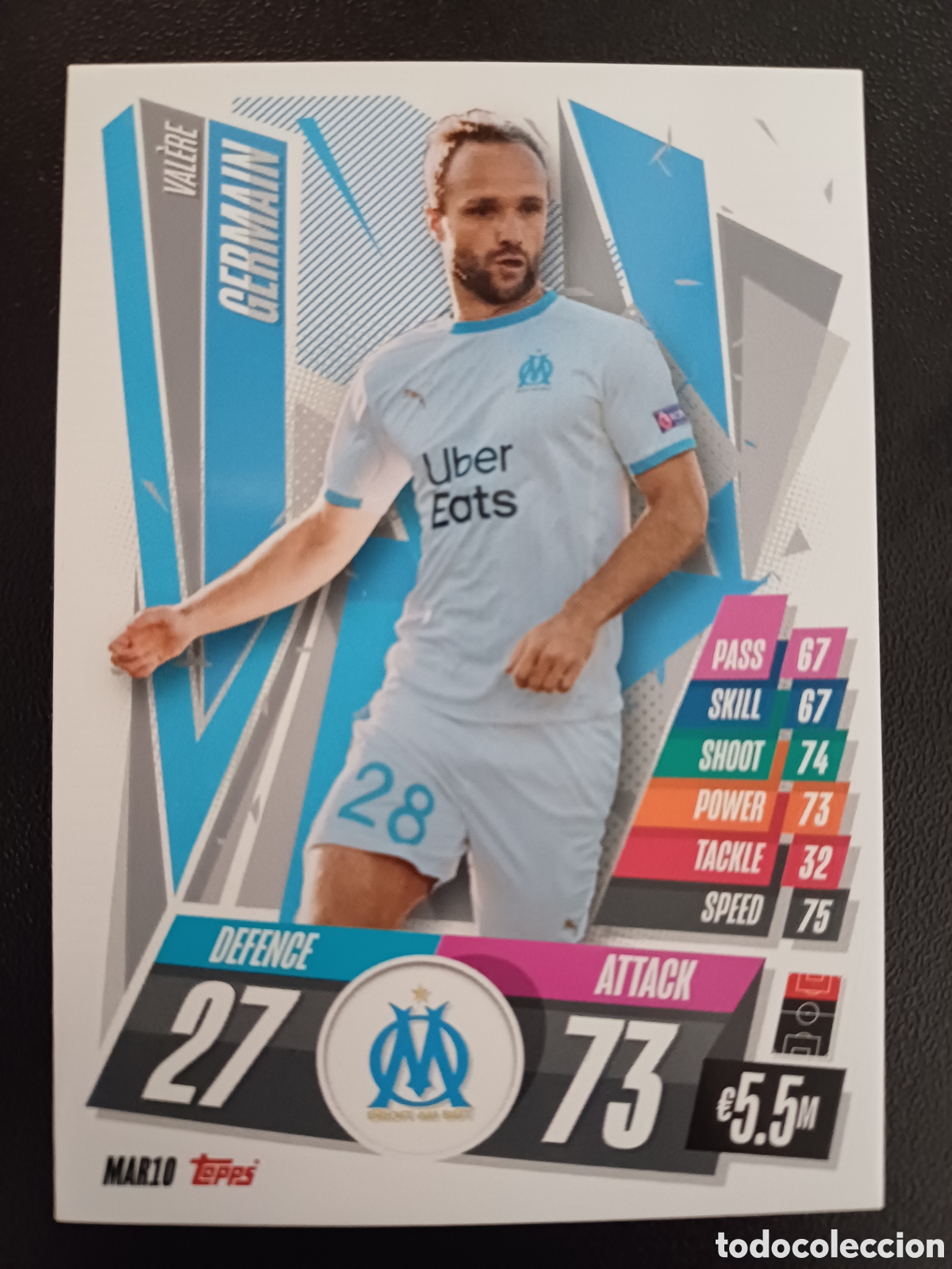 Cartes &agrave; &Eacute;changer: #MAR10 VALERE GERMAIN OLYMPIQUE DE MARSEILLE TOPPS MATCH ATTAX 2020-21