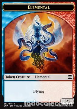 Trading Cards: Carta MTG-Elemental Token (Blue and Red 5/5)-Eternal Masters-T014-EN-EX-Common - Magic the Gathering