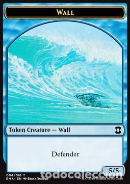 Trading Cards: Carta MTG-Wall Token (Blue 5/5)-Eternal Masters-T004-EN-EX-Common - Magic the Gathering