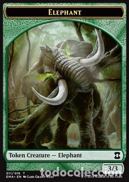 Trading Cards: Carta MTG-Elephant Token (Green 3/3)-Eternal Masters-T011-EN-EX-Common - Magic the Gathering