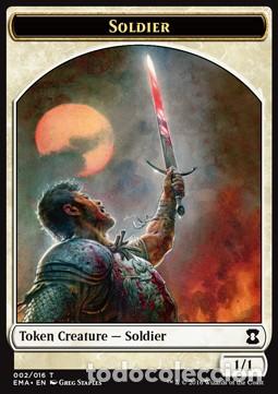 Trading Cards: Carta MTG-Soldier Token (White 1/1)-Eternal Masters-T002-EN-EX-Common - Magic the Gathering