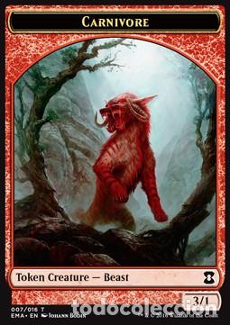 Trading Cards: Carta MTG-Carnivore Token (Red 3/1)-Eternal Masters-T007-EN-EX-Common - Magic the Gathering
