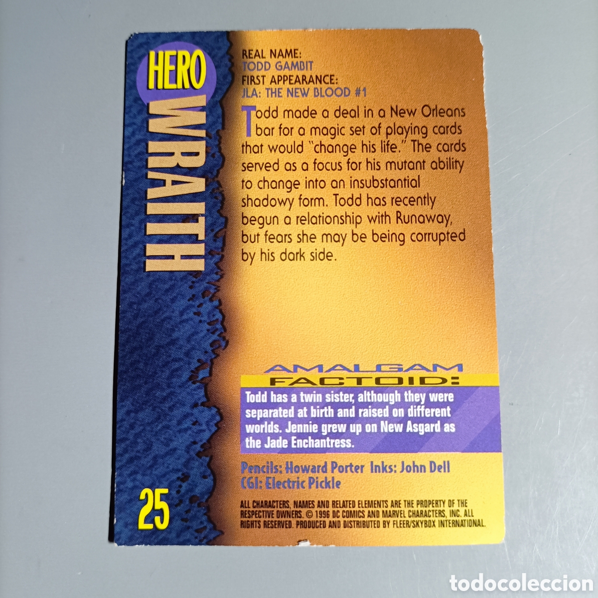 Trading cards: TRADING CAD. DC COMICS AND MARVEL 1996. №25 WRAITH - Foto 2