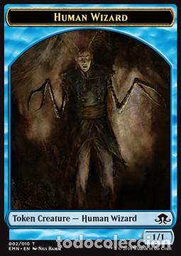 Trading Cards: Carta MTG-Human Wizard Token (Blue 1/1)-Luna Spettrale-T002-ITA-NM-Common - Magic the Gathering