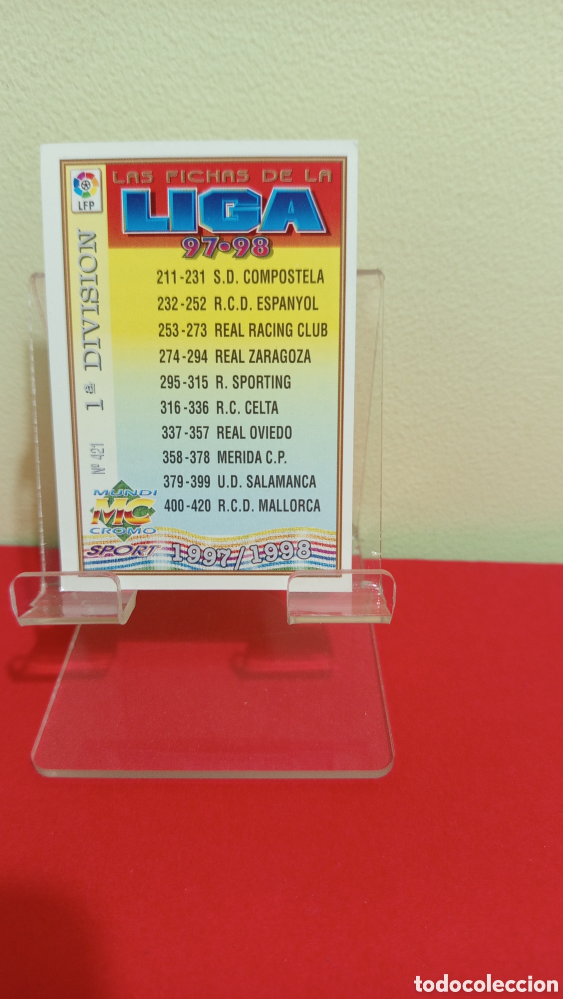 Cartes &agrave; &Eacute;changer: ❇️ CROMO TRADING CARD &Iacute;NDICE 1A PRIMERA DIVISI&Oacute;N 421 1997 1998 97 98 FICHAS LIGA MUNDICROMO ❇️