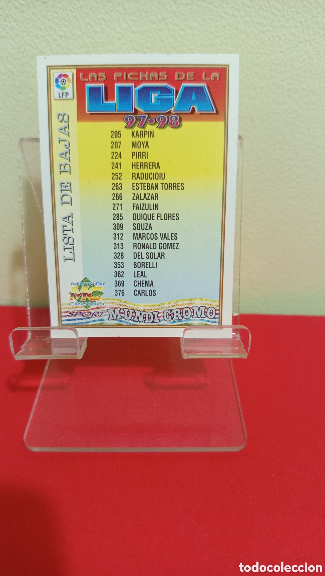 Trading Cards: ❇️ CROMO TRADING CARD LISTA DE BAJAS 1997 1998 97 98 FICHAS LIGA MUNDICROMO ❇️