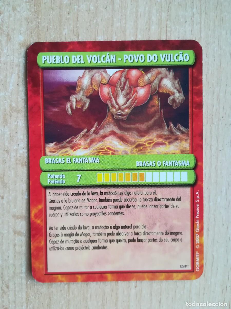 Trading cards: Gormiti. Los invencibles se&ntilde;ores de la naturaleza - Pueblo del Volc&aacute;n - Brasas el fantasma.