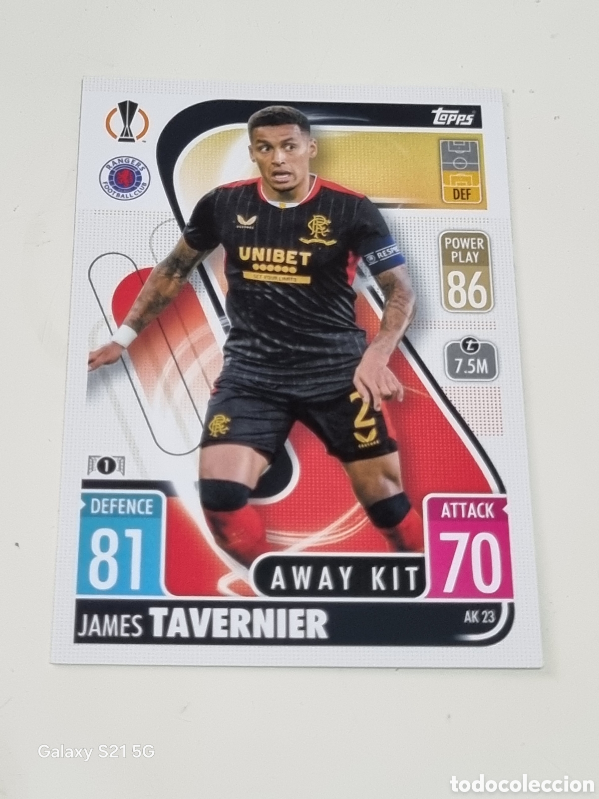 Trading Cards: AL 23 - TAVERNIER RANGERS AWAY KIT TOPPS MATCH ATTAX 2021-2022