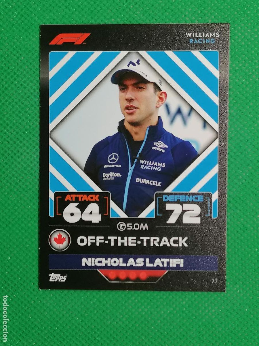 Trading Cards: 77 NICHOLASLATIFI OFF THE TRACK ⚽ FORMULA 1 F1 TURBO ATTAX 2022 ⚽