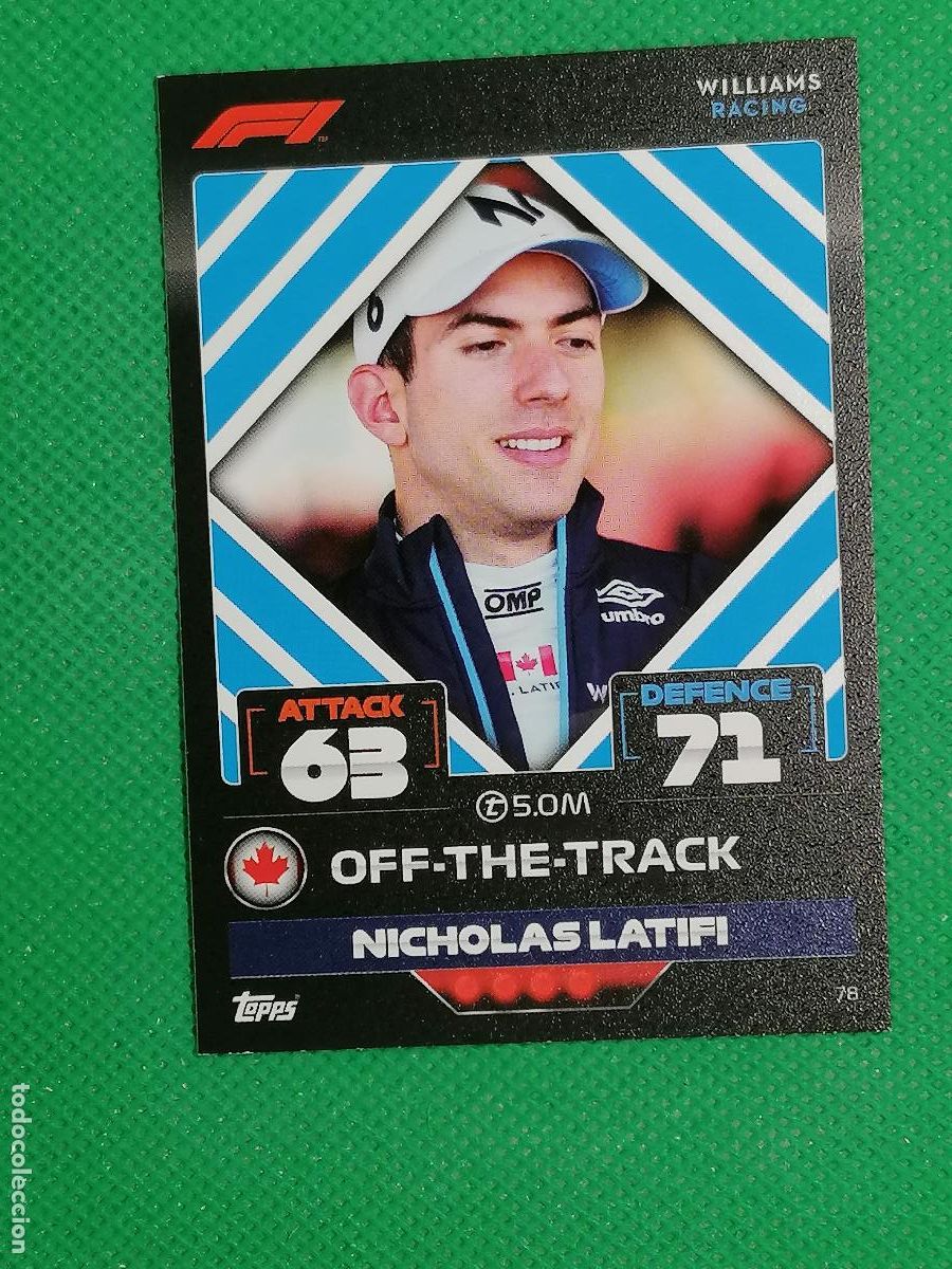 Trading Cards: 78 NICHOLASLATIFI OFF THE TRACK ⚽ FORMULA 1 F1 TURBO ATTAX 2022 ⚽