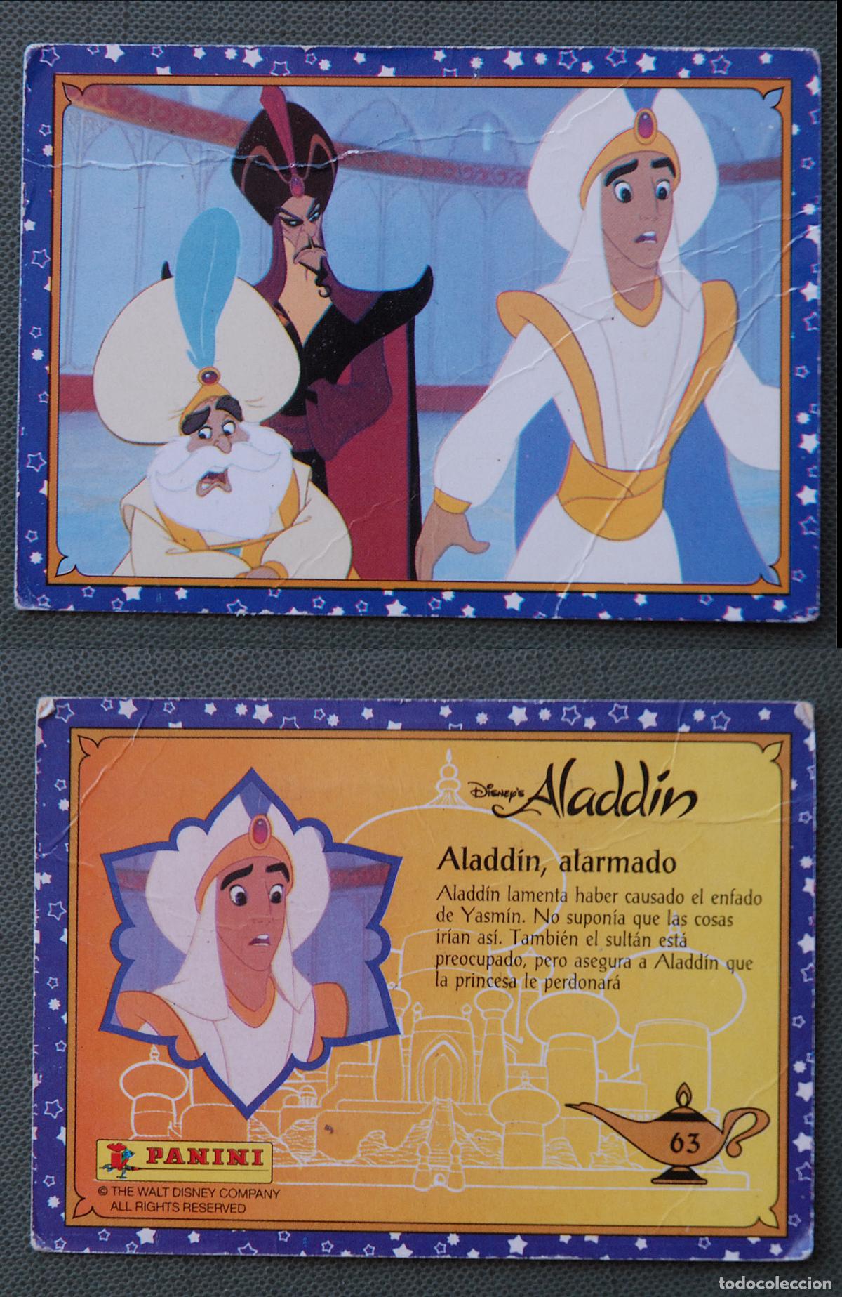 Trading Cards: CROMO / CARTA ALADDIN N&ordm; 63 - ALADDIN ALARMADO - DISNEY - DISNEY&acute;S