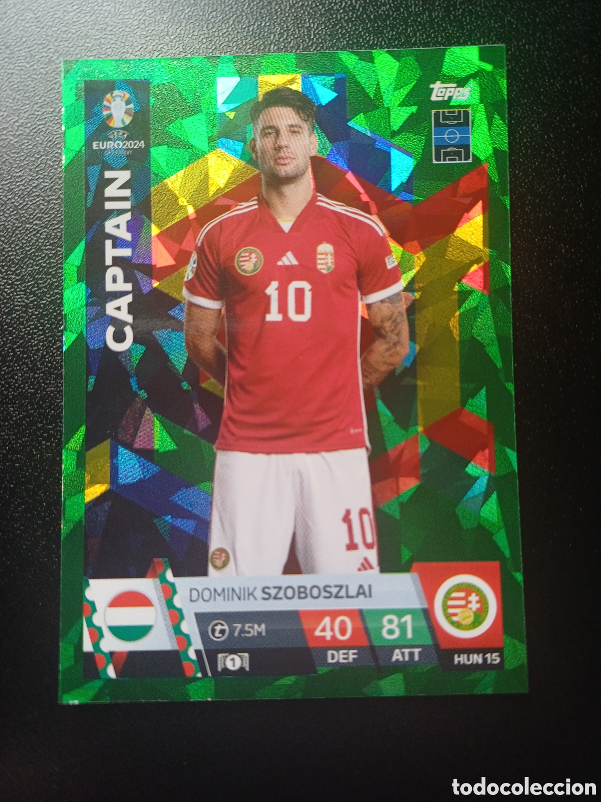 Figurine Collezionabili: #HUN15 DOMINIK SZOBOSZLAI HUNGARY GREEN PARALLEL TOPPS MATCH ATTAX EURO 2024