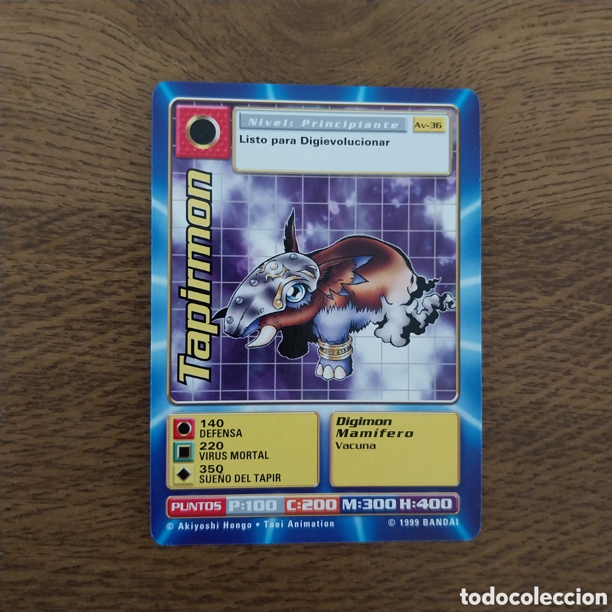 Trading Cards: TAPIRMON AV-36 DIGIMON ORIGINAL 1999 BANDAI DIGI-BATTLE CARD GAME SERIE 1 BOOSTER NIVEL AVANZADO