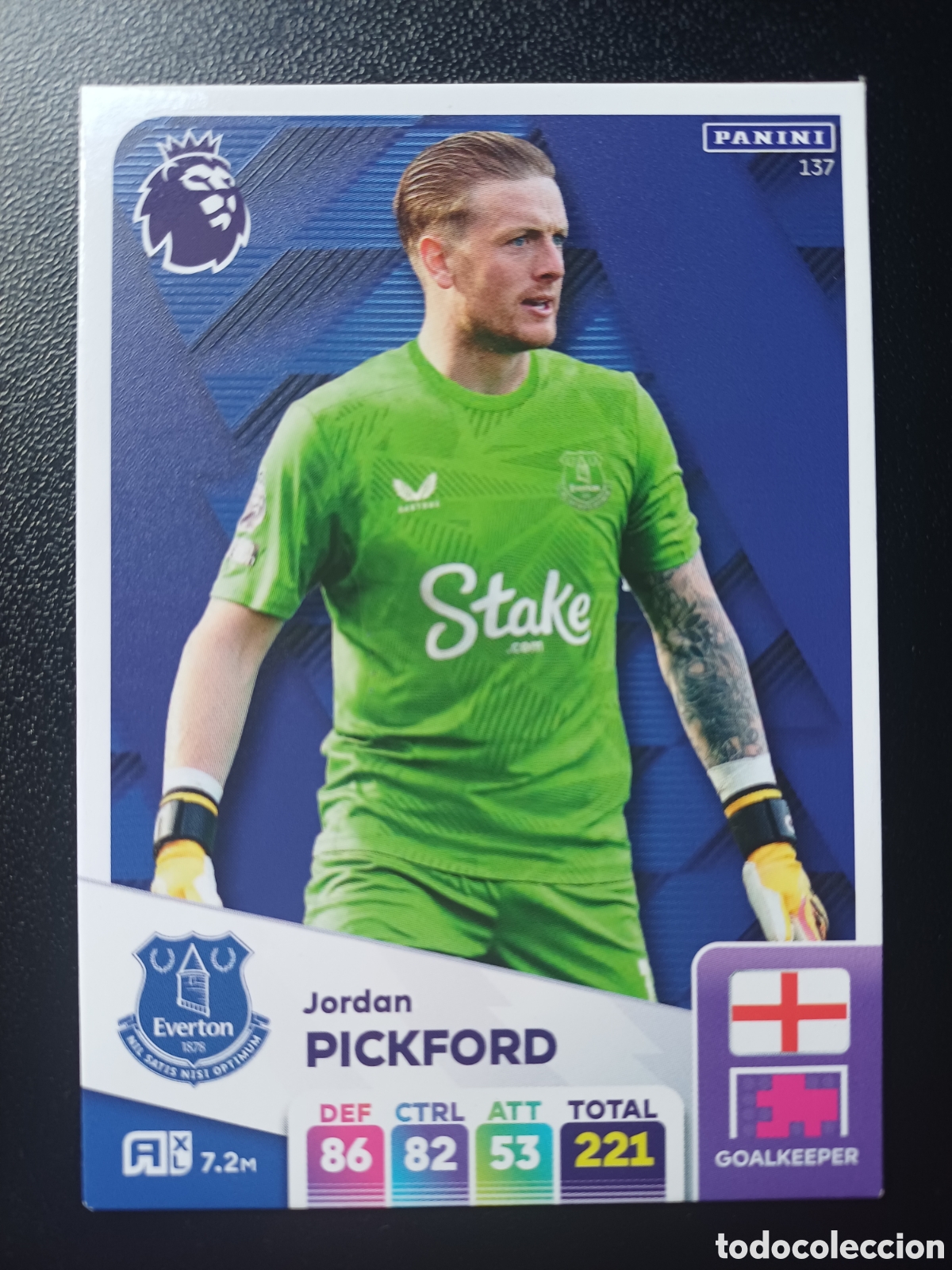 Cartas Colecion&aacute;veis: #137 JORDAN PICKFORD EVERTON PANINI ADRENALYN XL PREMIER LEAGUE 2025