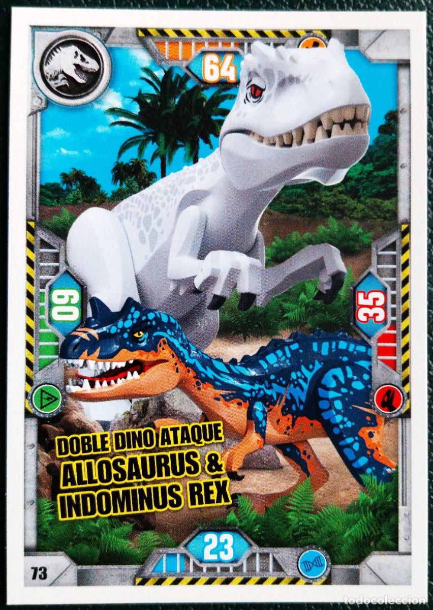 Figurine Collezionabili: 73 DOBLE DINO ATAQUE ALLOSAURUS & INDOMINUS REX CROMOS LEGO JURASSIC WORLD TRADING CARD GAME 2021